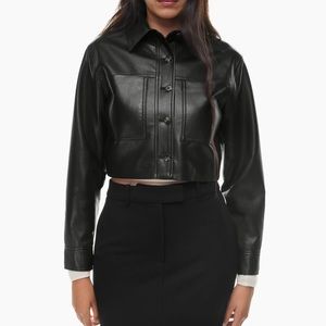 Aritzia Wilfred Little Cropped Jacket, Vegan Leather, Black